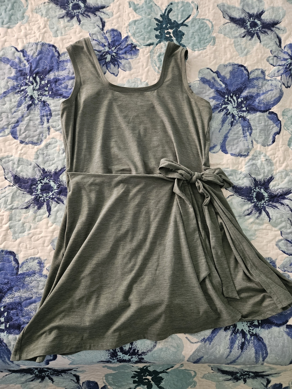 FLX Tie-Waist Knit Dress in Dusty Green